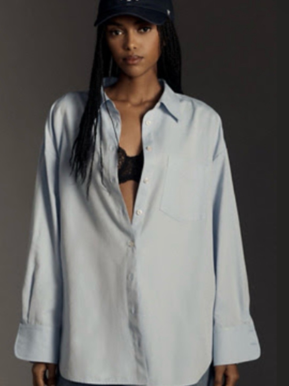 Anthropologie Light Blue Oversized Button-Down Oxford Shirt
